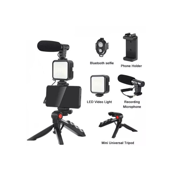 Kit Vlogger Trépied avec Microphone et lumière
