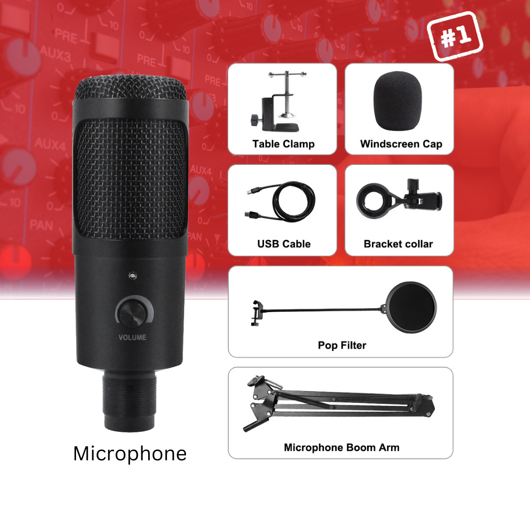Kit micro USB: microphone condensateur, bras ciseaux réglable - Voix studio clear
