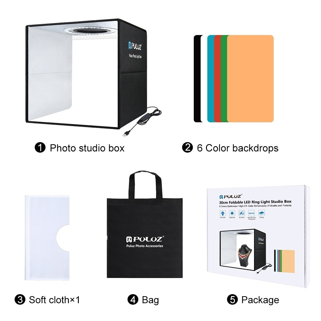 Boîte Studio Photo Puluz Pliable avec Éclairage LED – Mini Studio Portable pour Produit