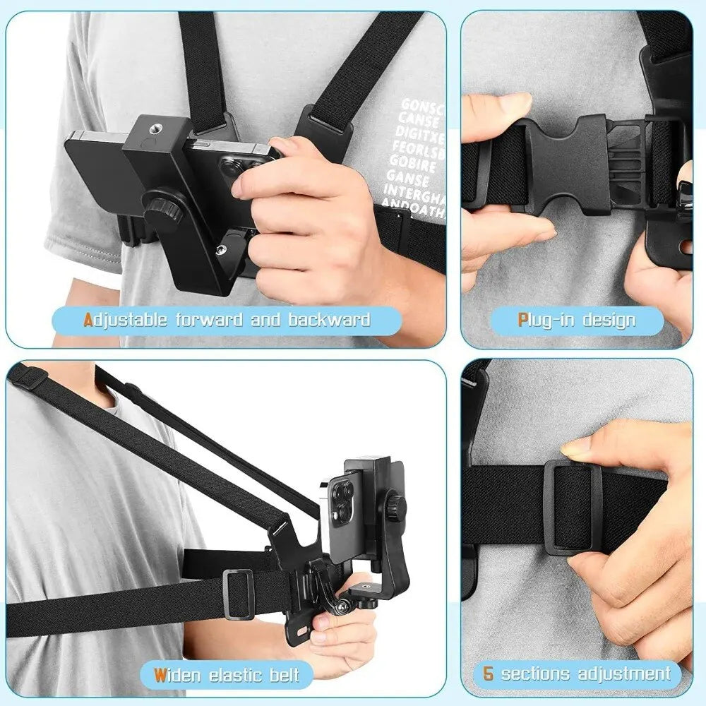 Support Téléphone Réglable avec Sangle de Poitrine